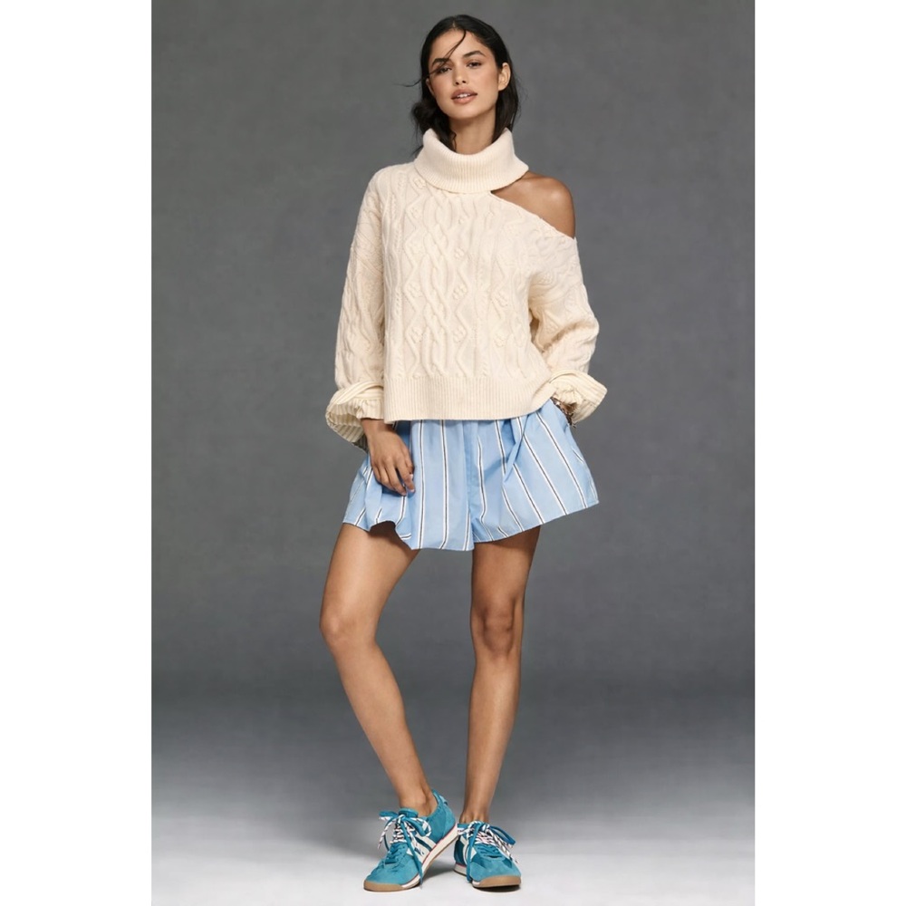 PAIGE | Raudi Cut Out Cable Knit Wool Off-Shoulder Sweater ~ XS